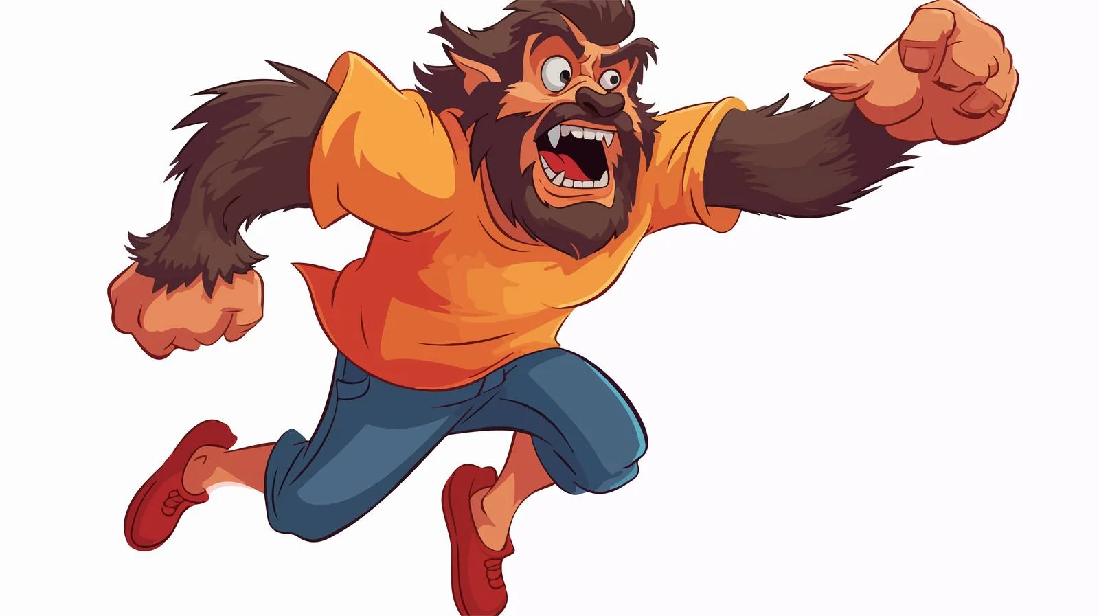 Cheerful Werewolf Cartoon Illustration — free download from Dotvec