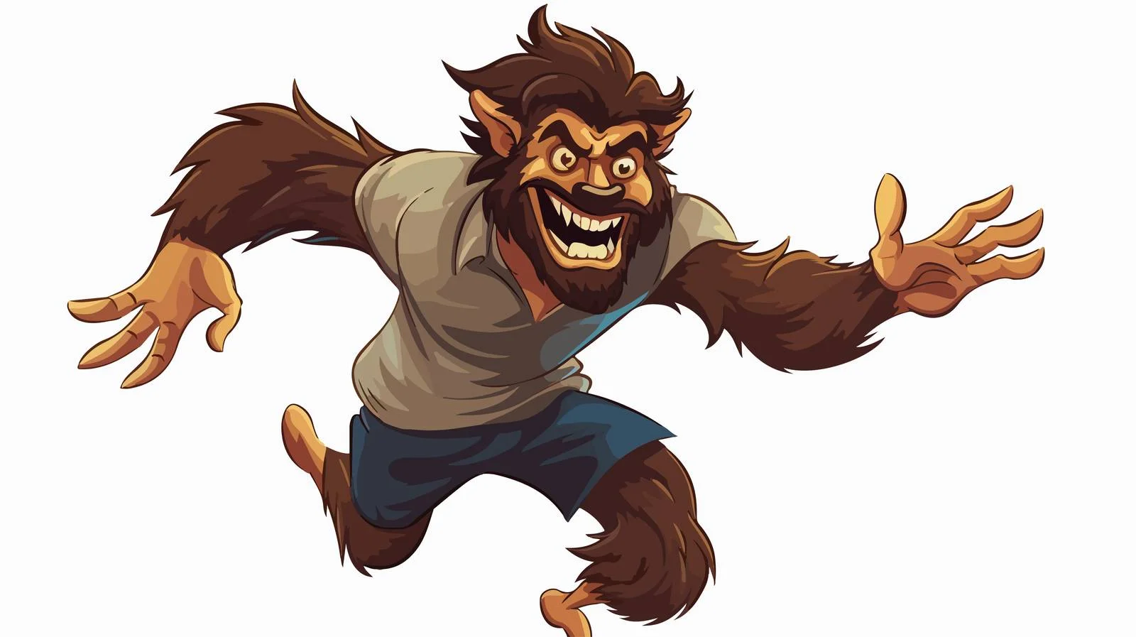 Cheerful Werewolf Cartoon Illustration — free download from Dotvec