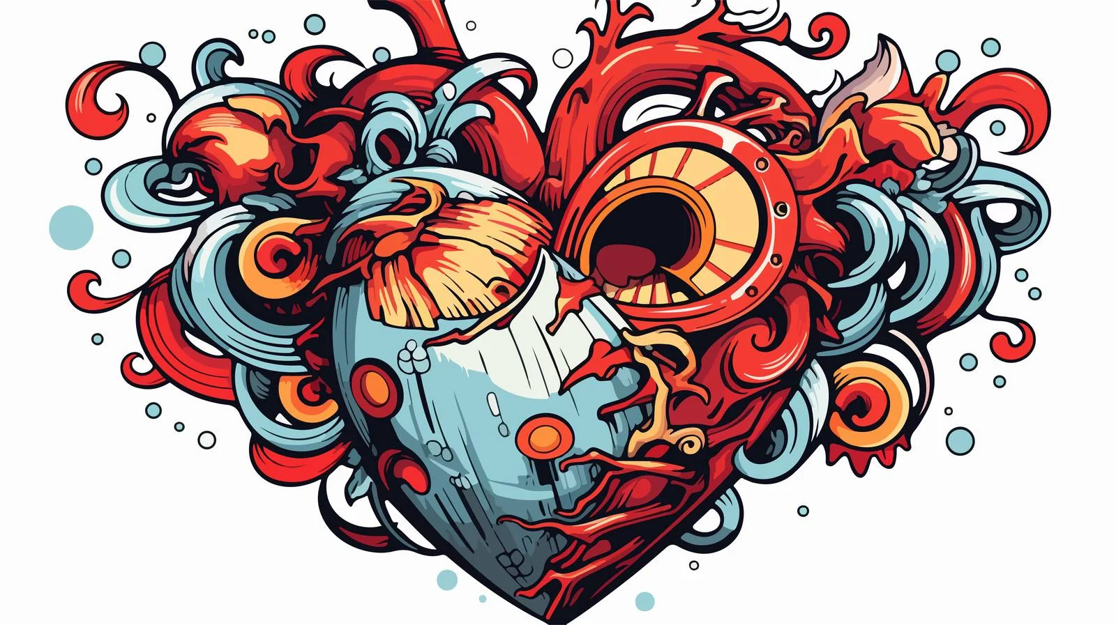Cartoon Heart Tattoo Illustration — free download from Dotvec