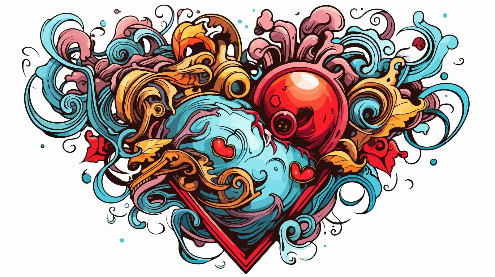 Cartoon Heart Tattoo Illustration — free download from Dotvec