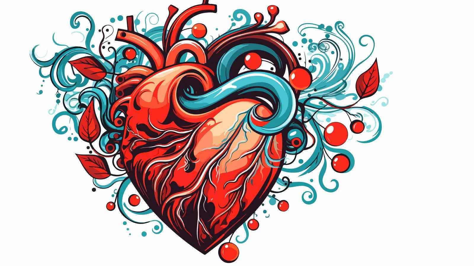 Cartoon Heart Tattoo Illustration — free download from Dotvec