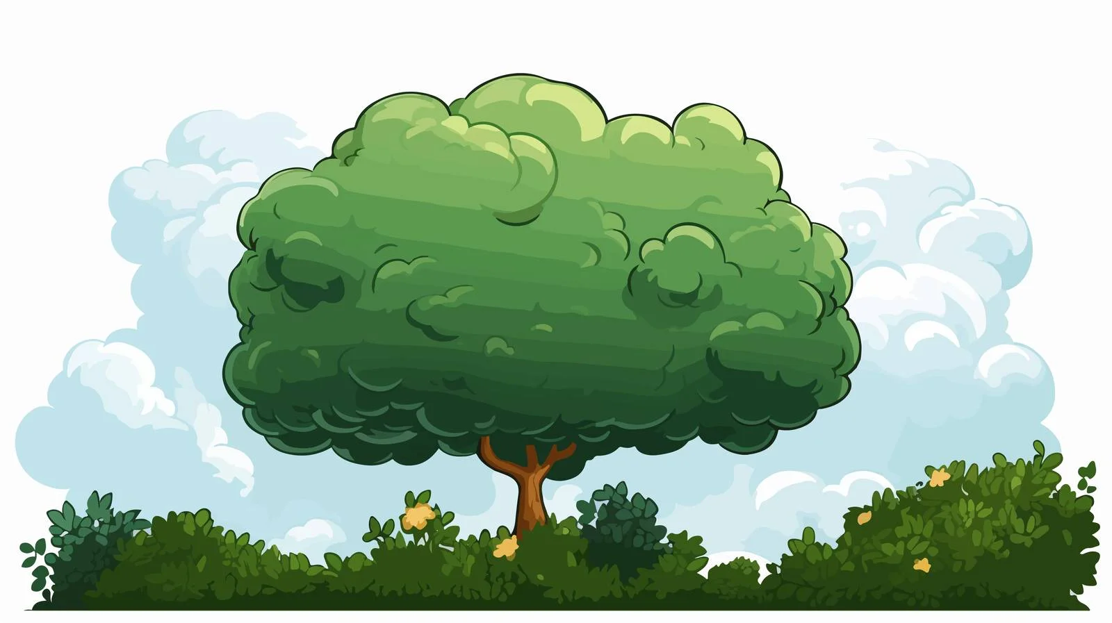 Vintage Cartoon Hedge with Thought Bubble — free download from Dotvec