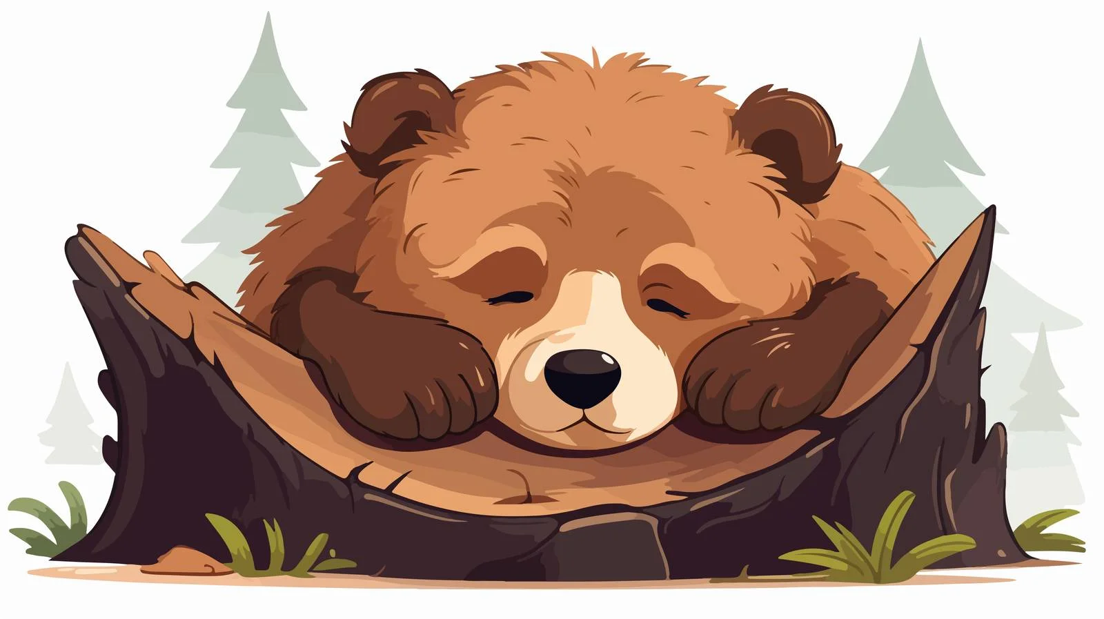 Cute Hibernating Bear Cartoon Illustration — free download from Dotvec