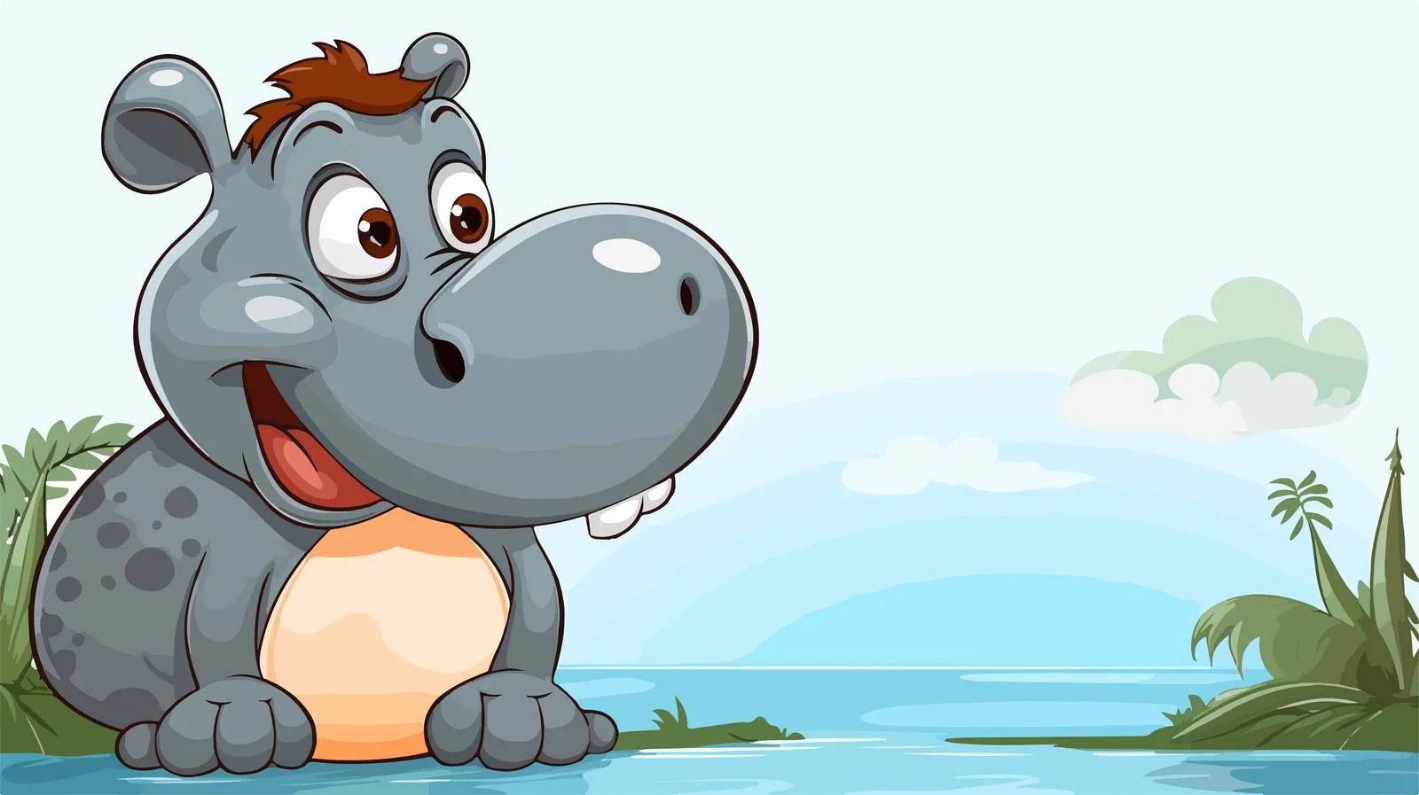 Hippo Speech Bubble Cartoon Illustration — free download from Dotvec