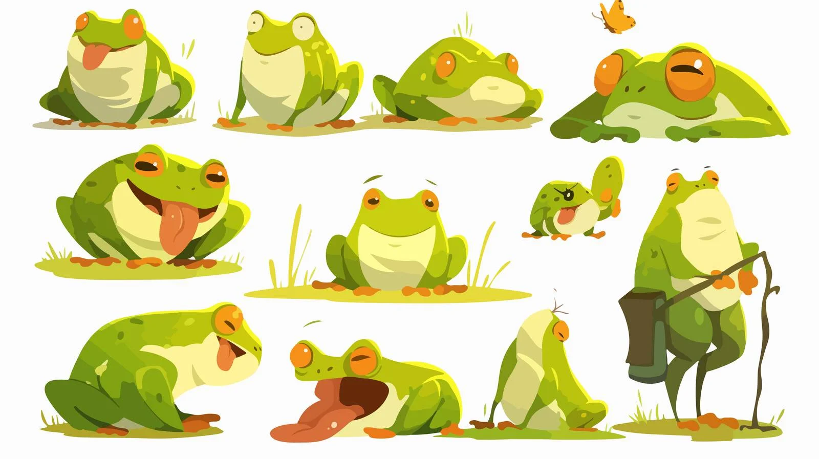 Adorable Hungry Frog Resting and Hunting — free download from Dotvec