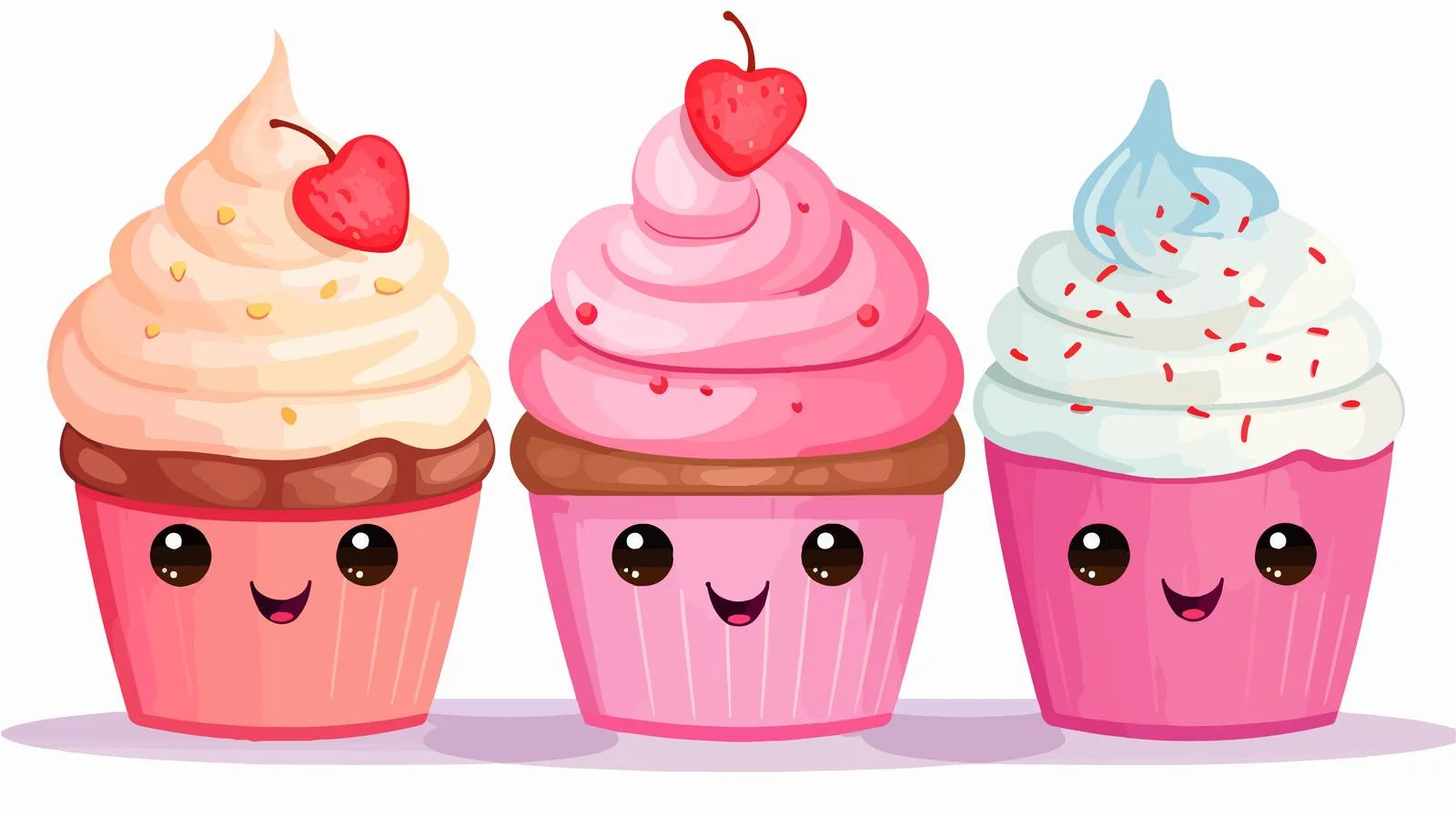 Sweet Kawaii Cupcake Cartoon Illustration — free download from Dotvec