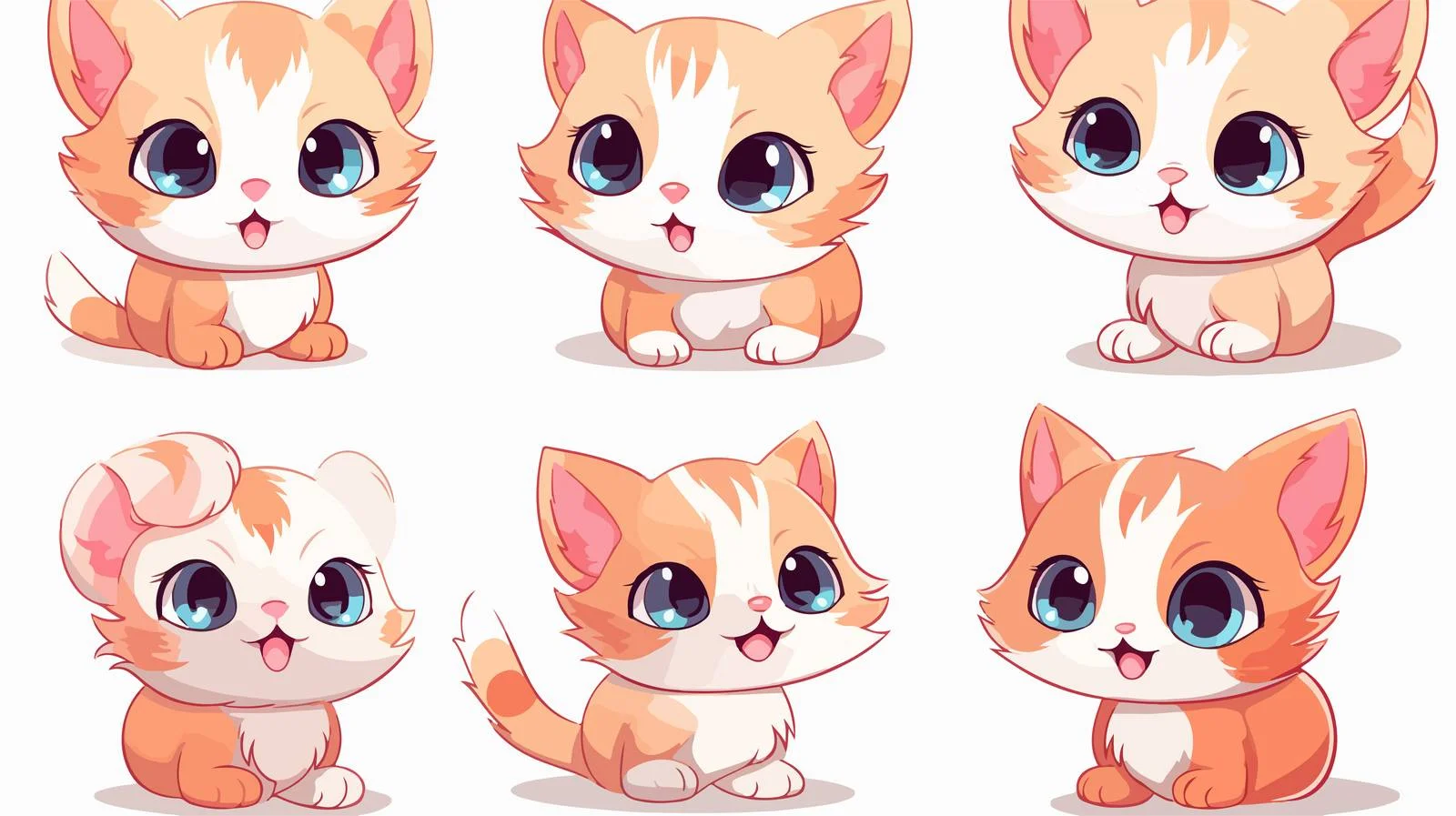 Adorable Kawaii Cat Illustration — free download from Dotvec
