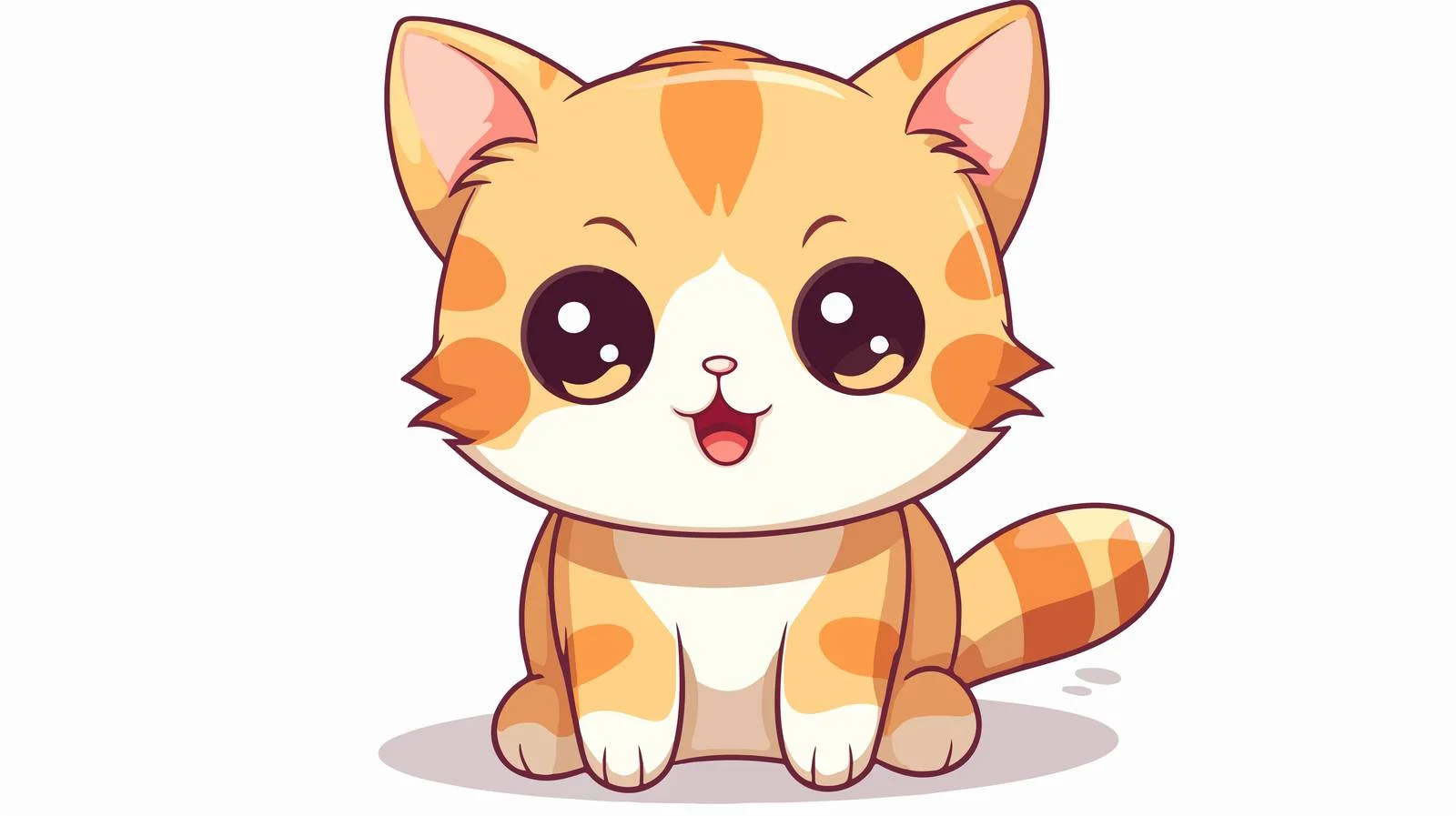 Cute Kawaii Cat Cartoon Illustration — free download from Dotvec