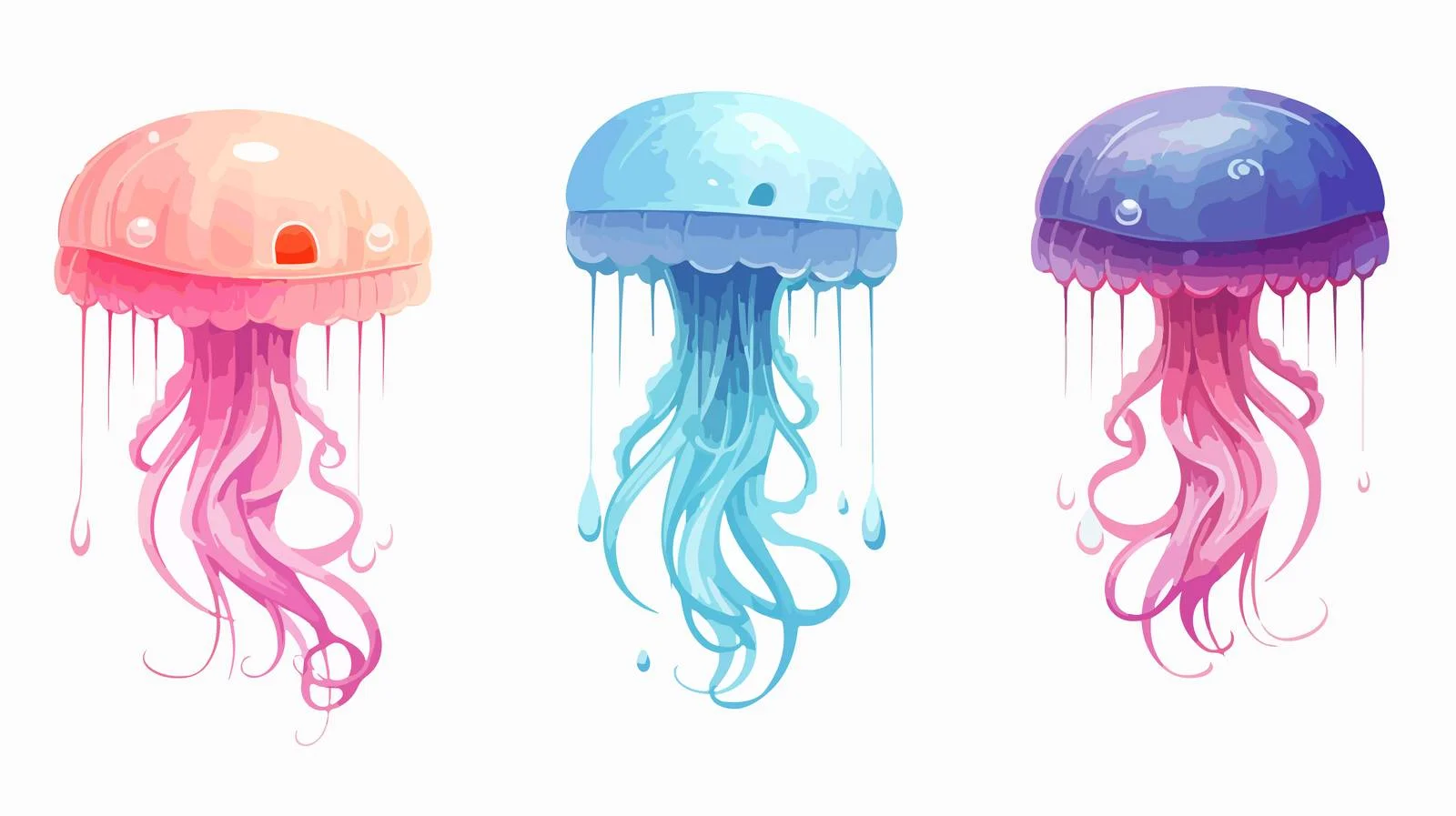 Colorful Cartoon Jellyfish Vector Illustration — free download from Dotvec