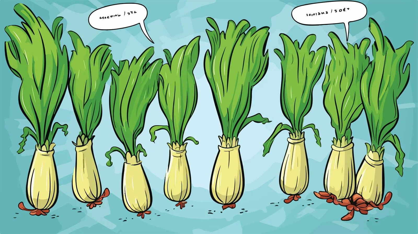 Comic Leeks with Thought Bubble — free download from Dotvec