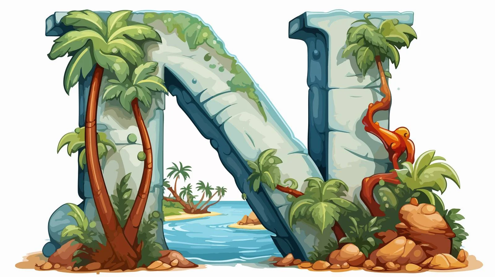 Cartoon Letter N Vector Illustration — free download from Dotvec