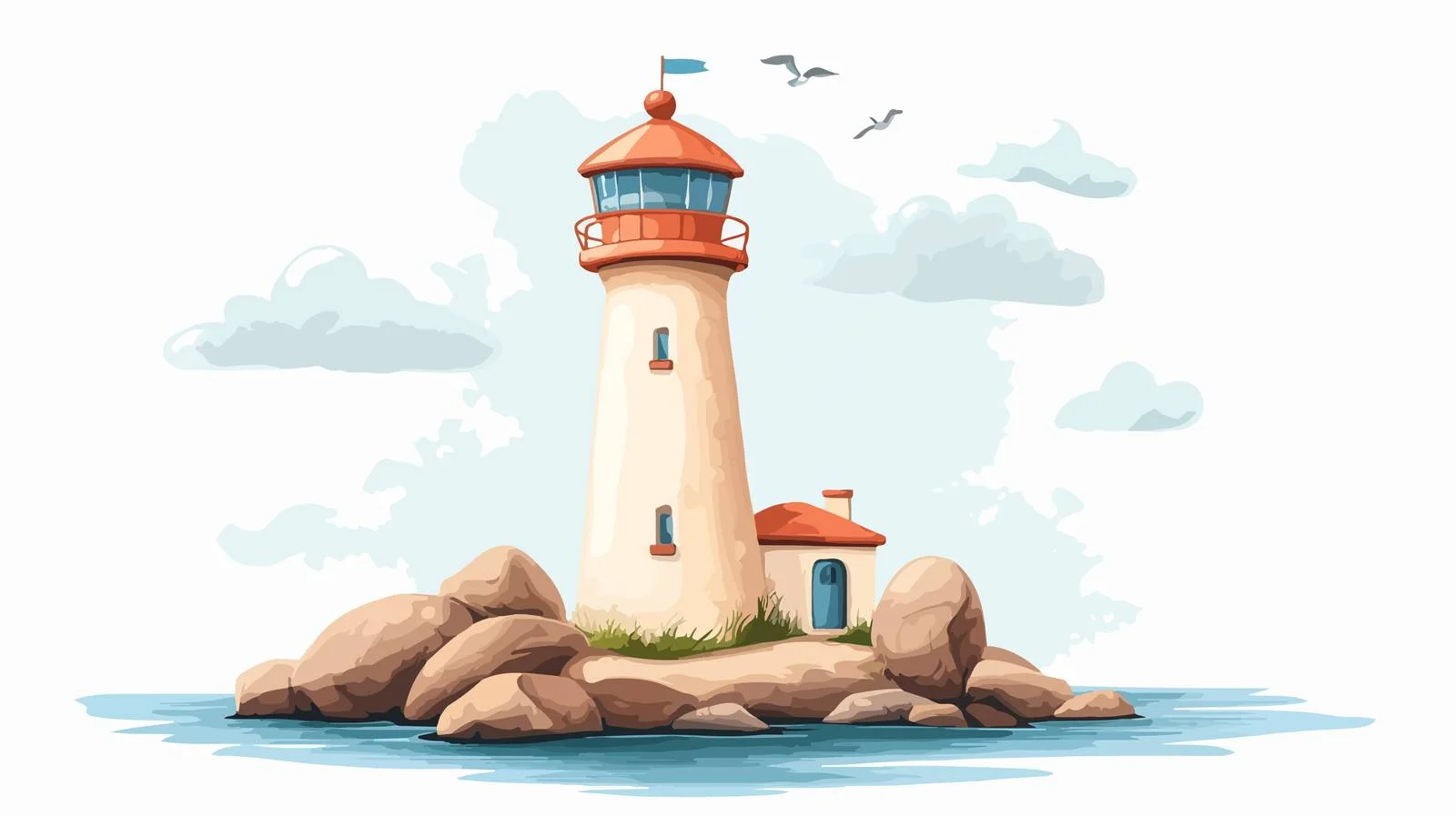 Cartoon Light House Vector Illustration — free download from Dotvec