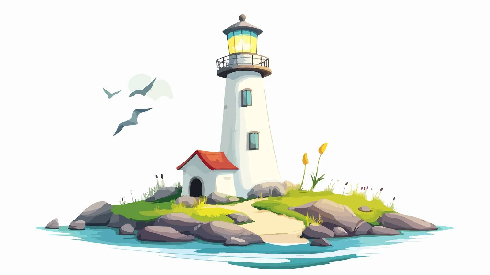 Cartoon Lighthouse Vector Illustration — free download from Dotvec