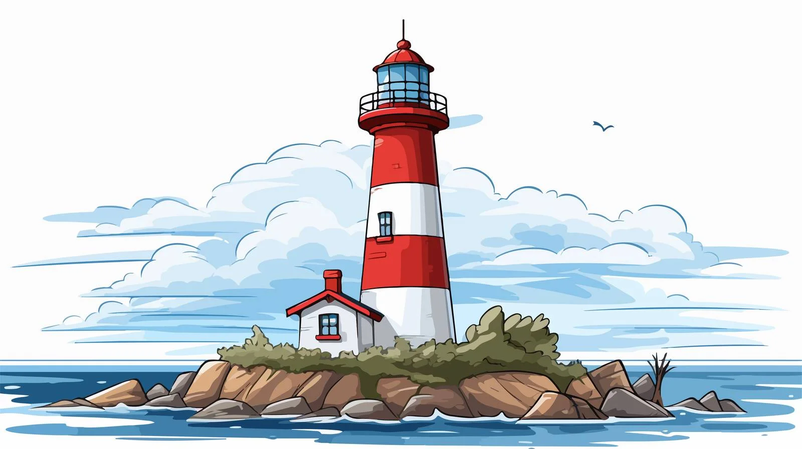 Cartoon Lighthouse Vector Illustration — free download from Dotvec