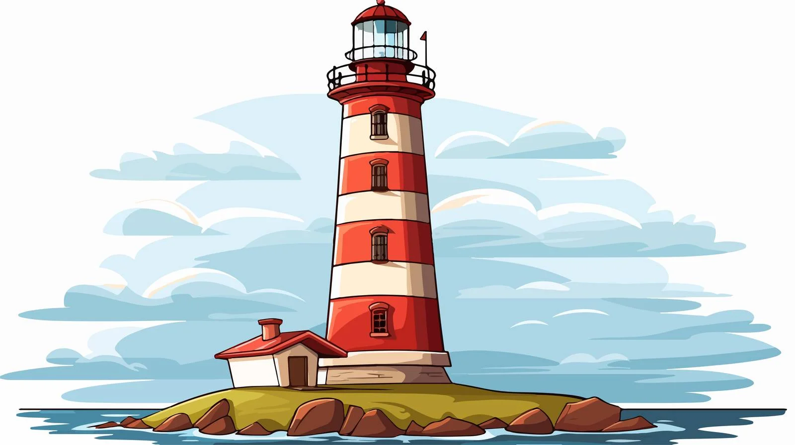 Cartoon Lighthouse Vector Illustration — free download from Dotvec