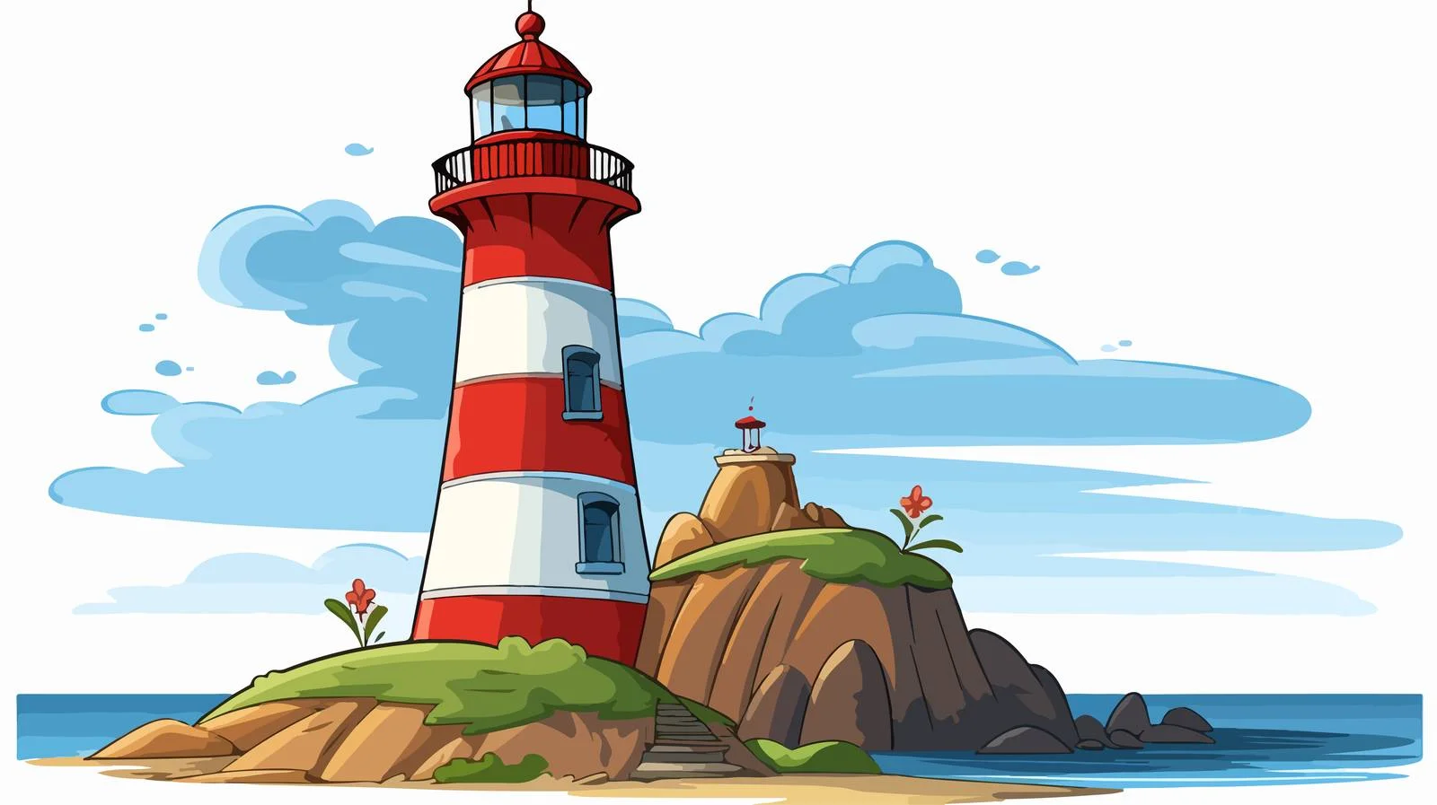 Cheerful Lighthouse Vector Illustration — free download from Dotvec