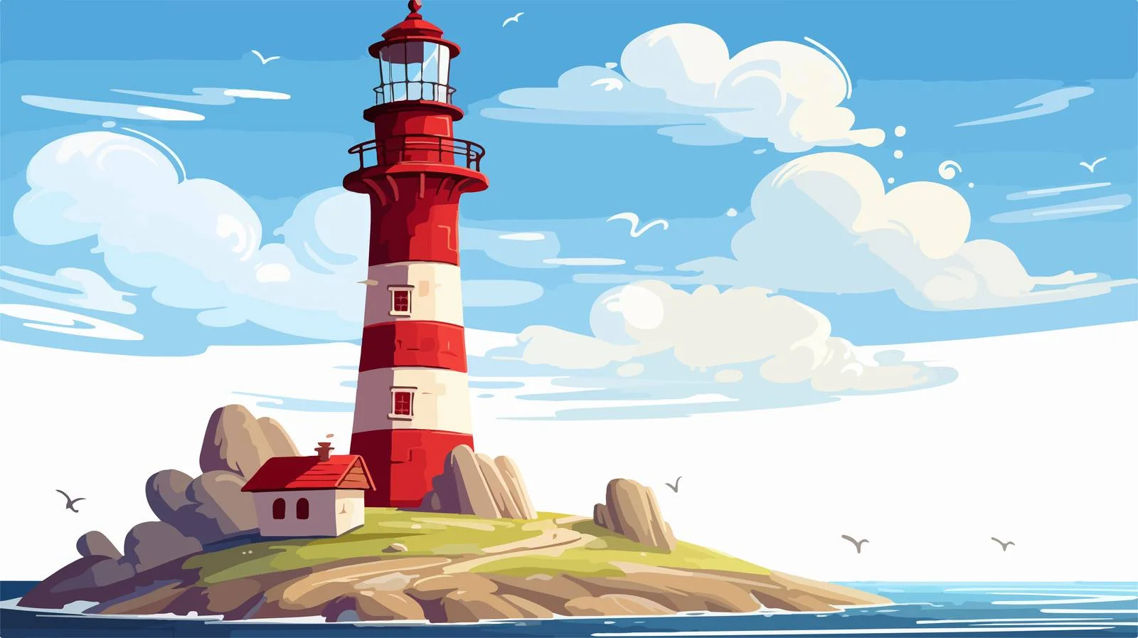 Cartoon Lighthouse Vector Illustration — free download from Dotvec