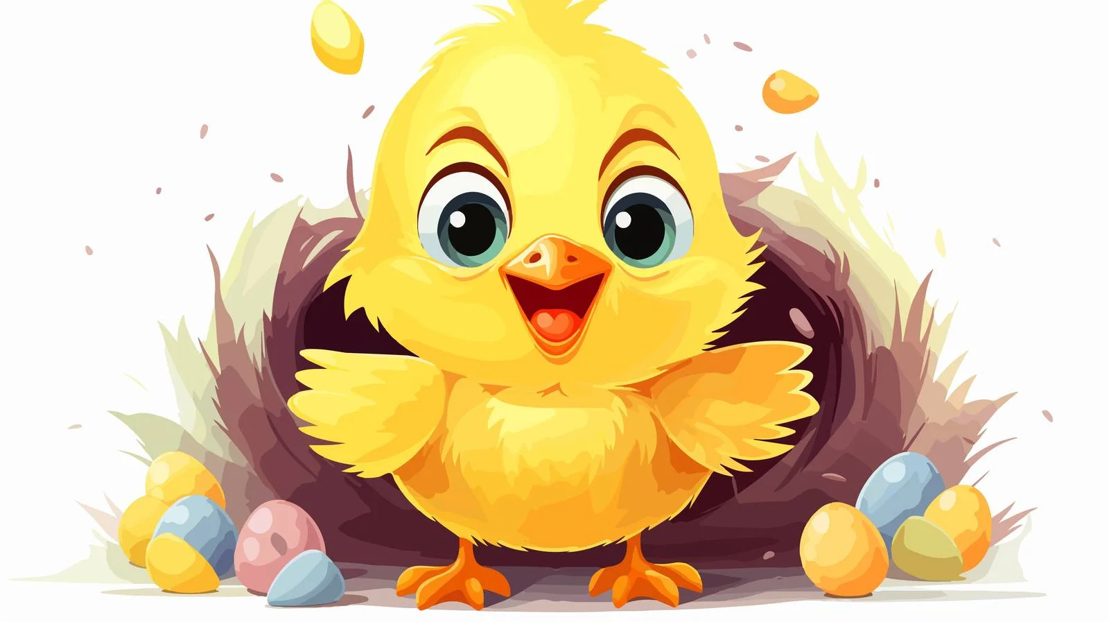 Easter Chick Hatching from Decorated Eggs — free download from Dotvec