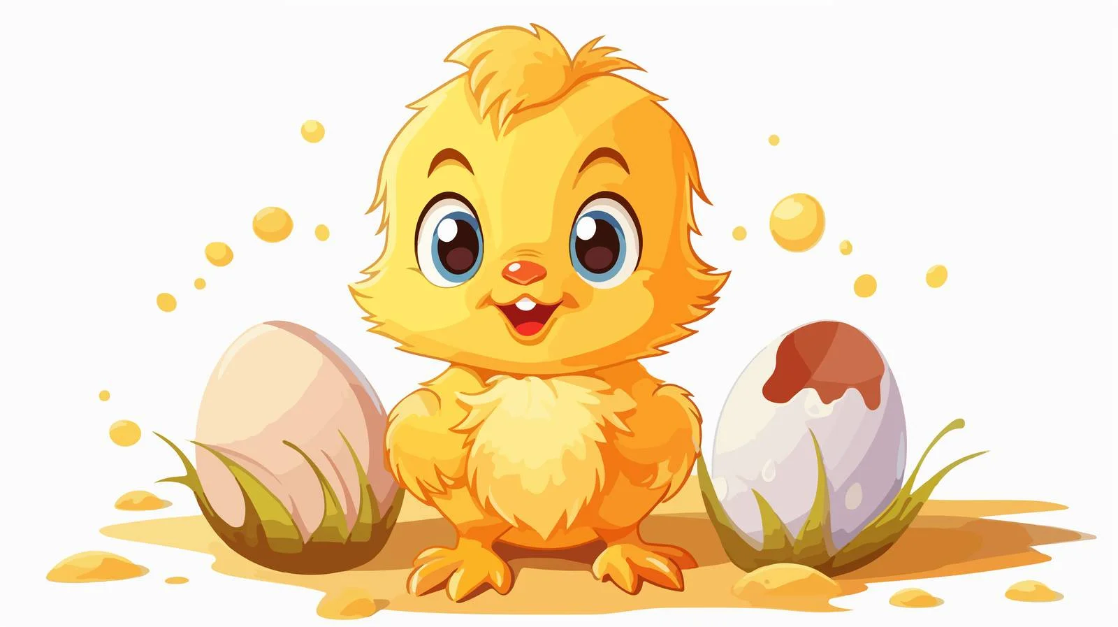 Easter Chick with Decorated Eggs Cartoon — free download from Dotvec