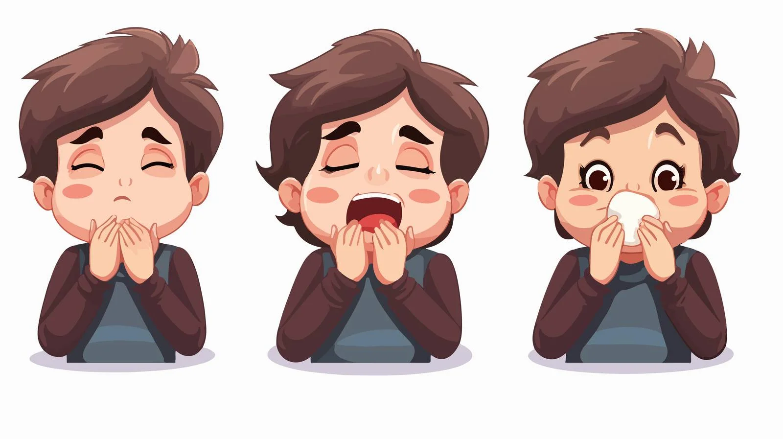 Child Coughing Vector Cartoon Illustration — free download from Dotvec