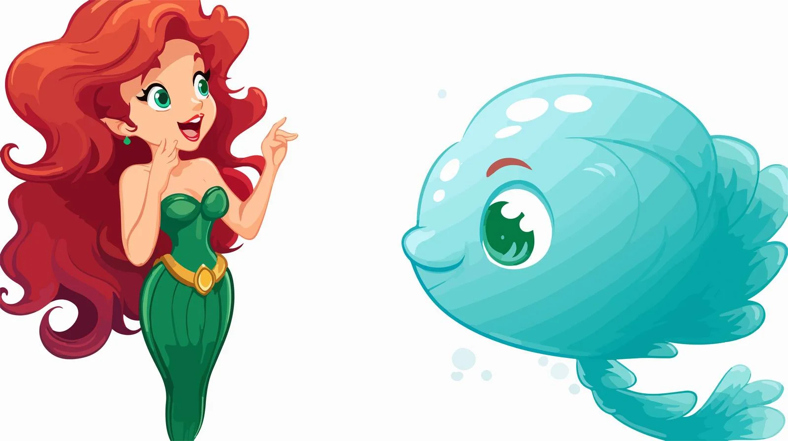 Cute Mermaid Blowing Kiss Speech Bubble — free download from Dotvec