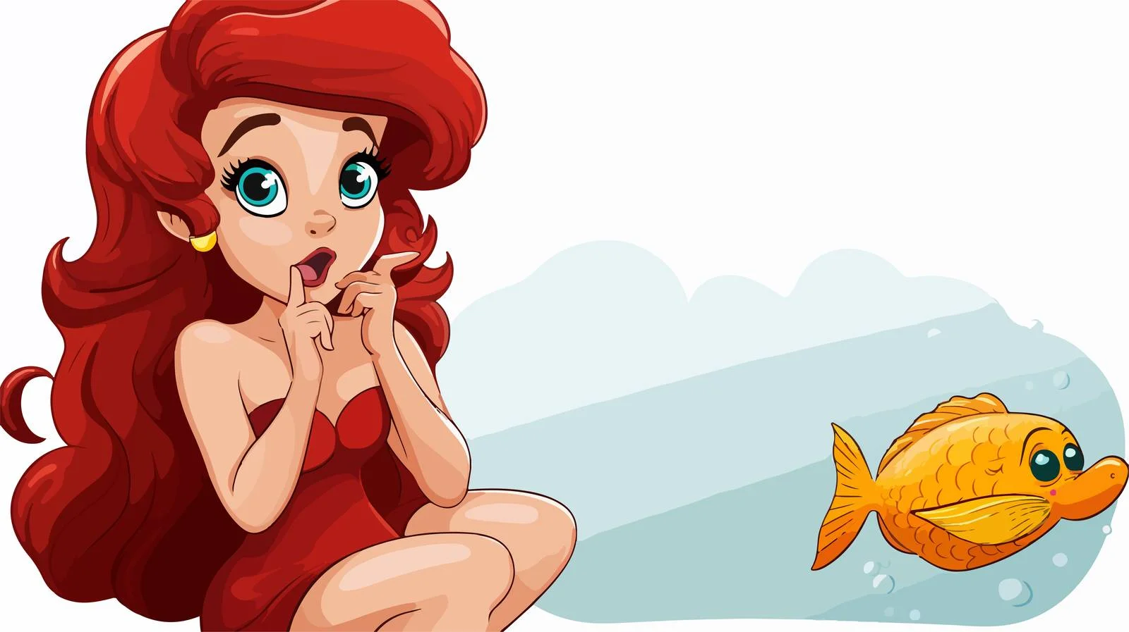 Mermaid Blowing Kiss with Speech Bubble Cartoon — free download from Dotvec