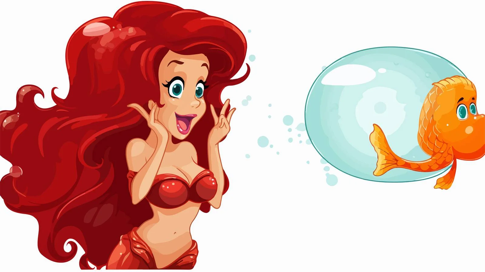 Adorable Mermaid Blowing Kiss with Speech Bubble — free download from Dotvec