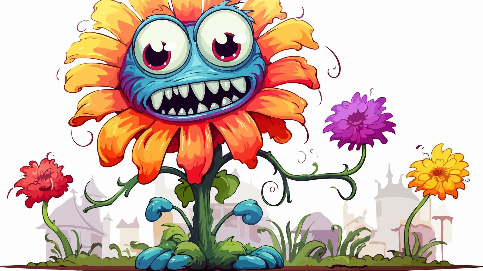 Whimsical Monster Flower Stock Illustration — free download from Dotvec