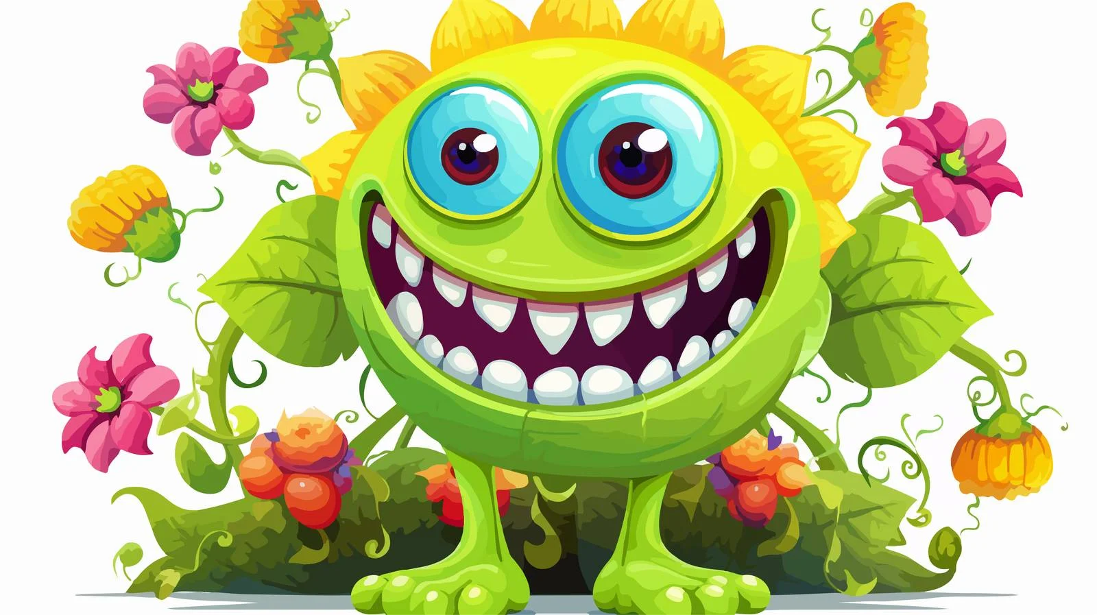 Whimsical Monster Flower Illustration — free download from Dotvec