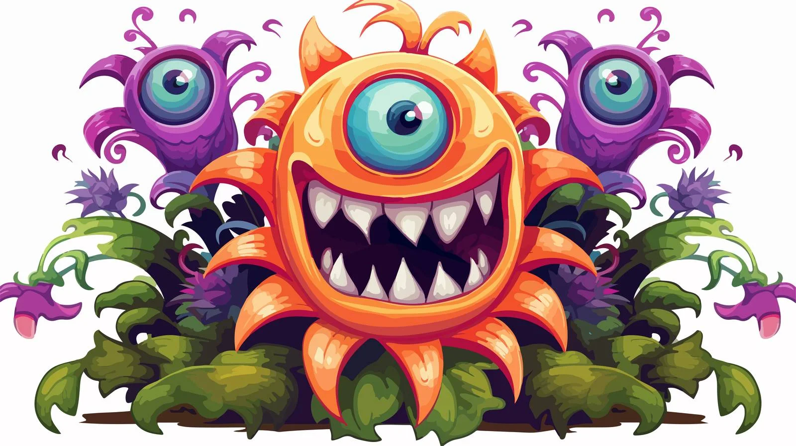 Whimsical Monster Flower Illustration — free download from Dotvec