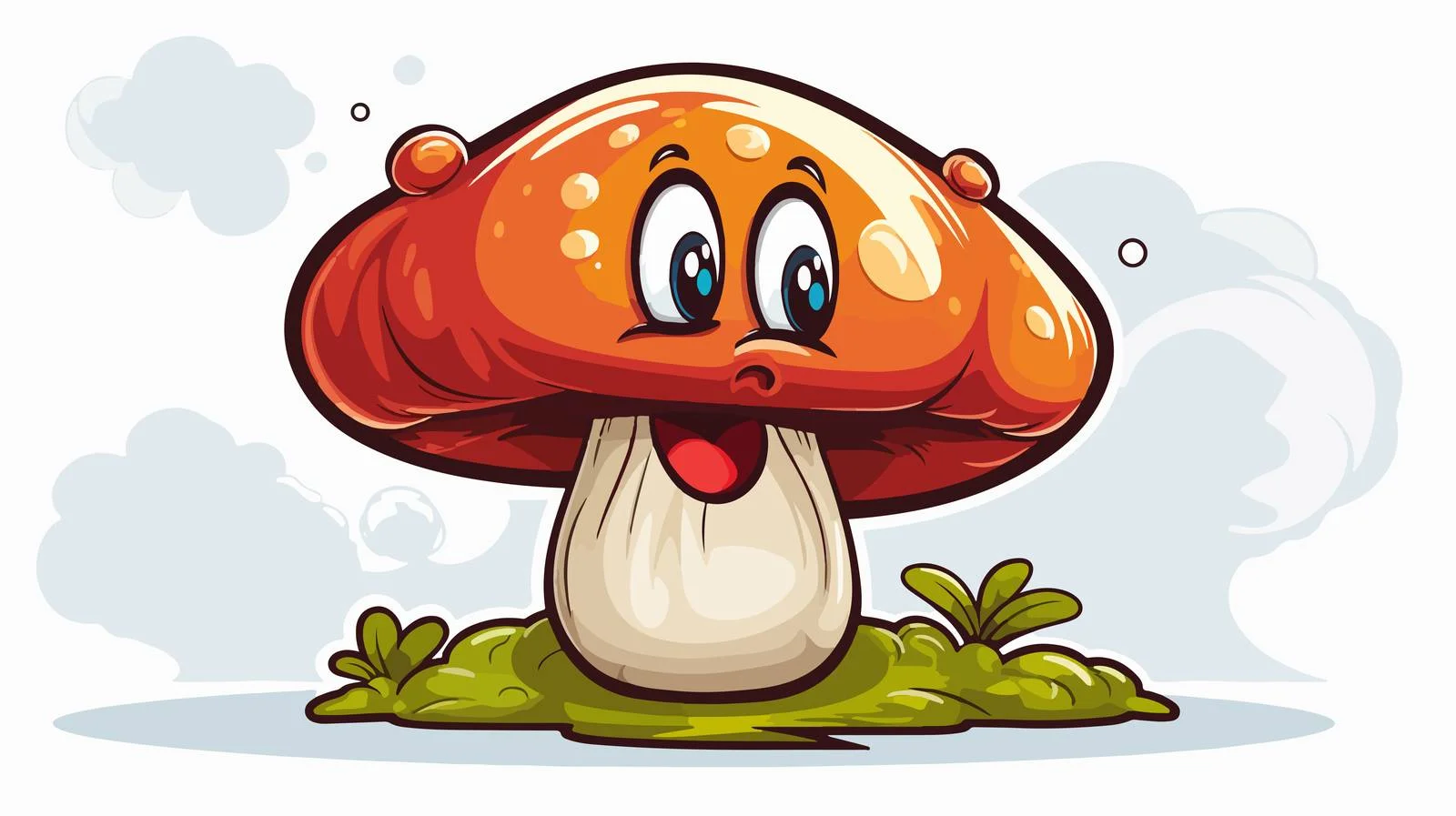 Cheerful Mushroom Speech Bubble Cartoon — free download from Dotvec