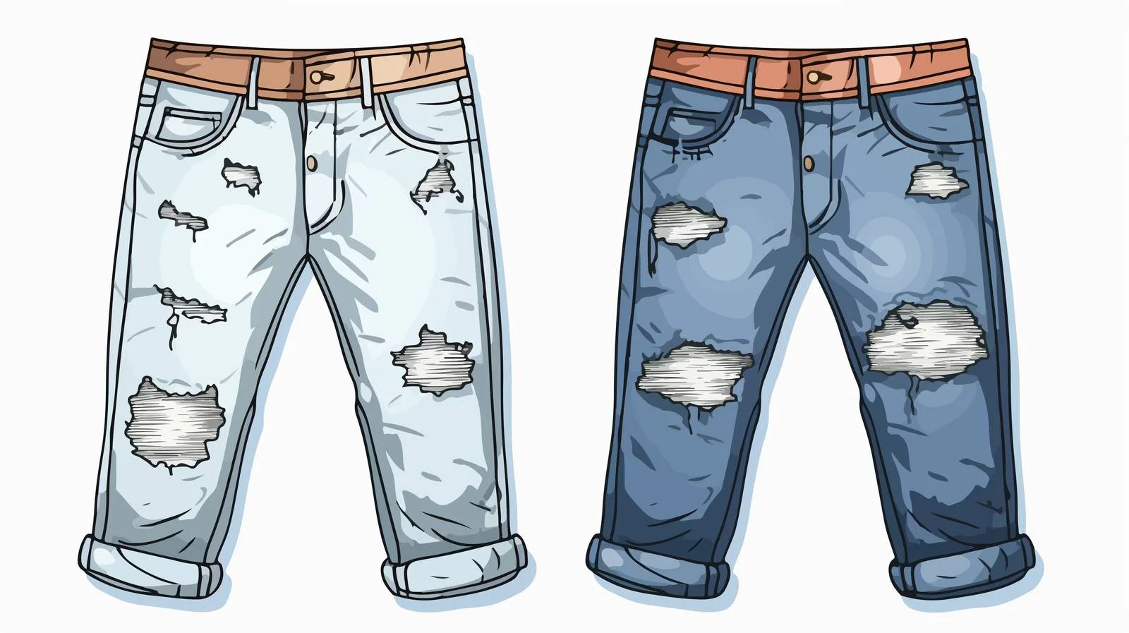 Cartoon Patched Old Jeans Vector Illustration — free download from Dotvec
