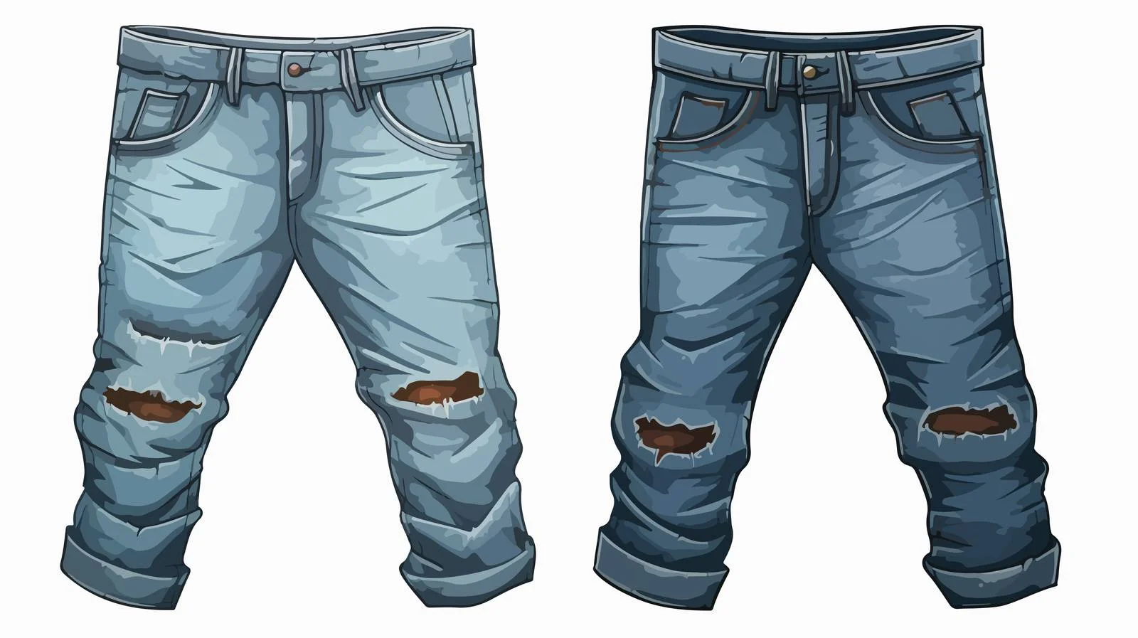 Patched Old Jeans Cartoon Vector Illustration — free download from Dotvec