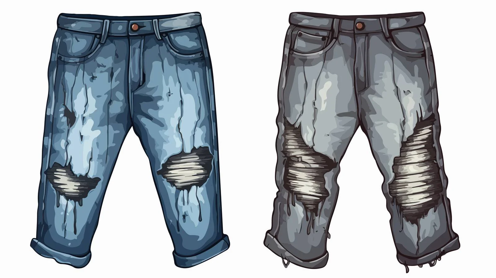 Cartoon Patched Old Jeans Vector Illustration — free download from Dotvec