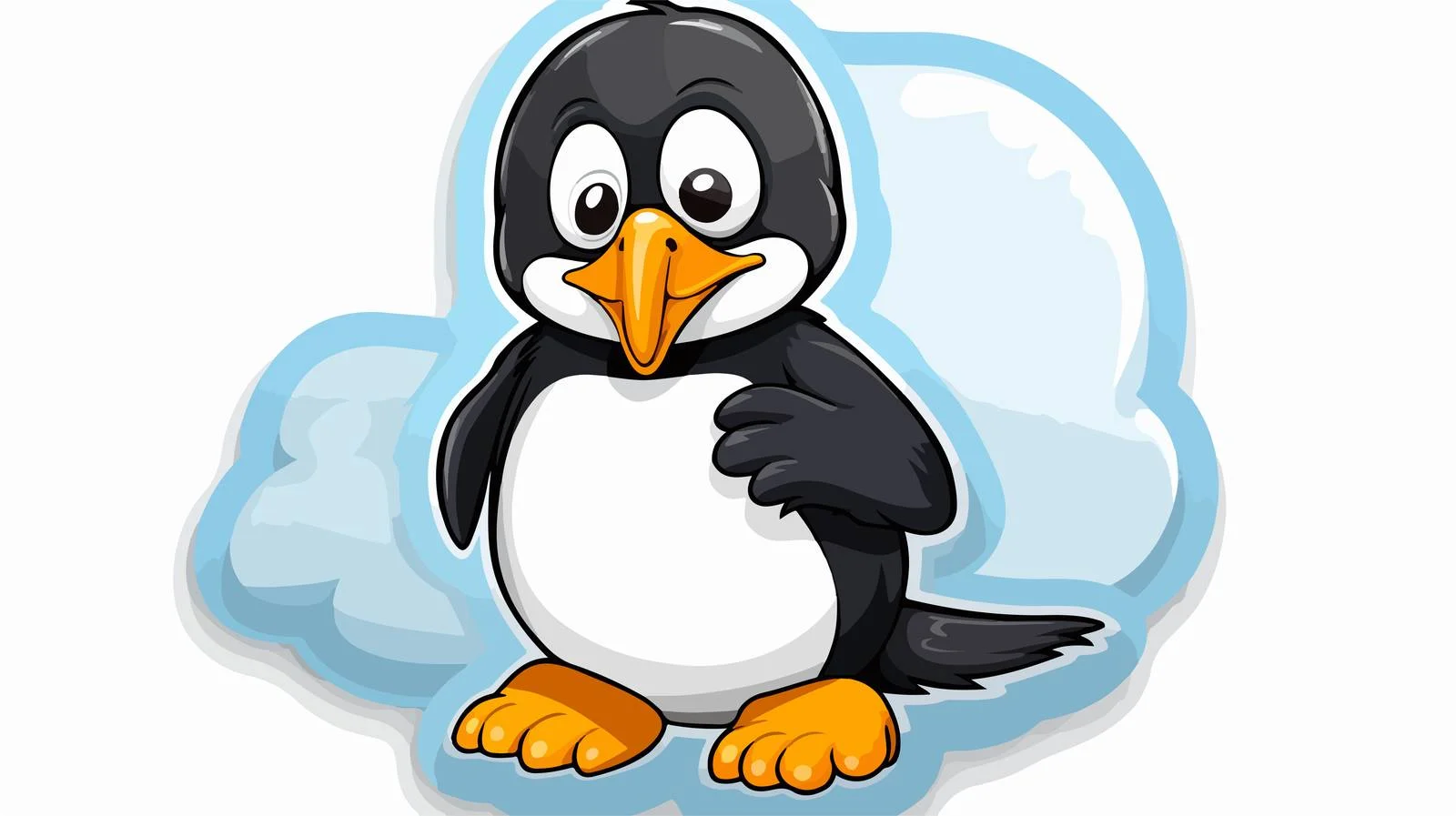 Cartoon Penguin Thought Bubble Printed Sticker — free download from Dotvec