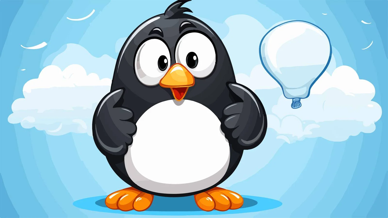 Cute Penguin with Thought Bubble Cartoon — free download from Dotvec