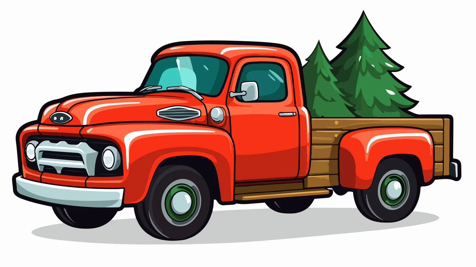 Festive Pickup Truck with Christmas Trees — free download from Dotvec