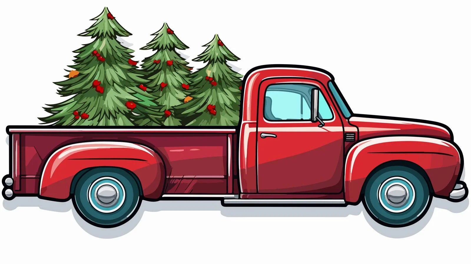 Festive Pickup Truck with Christmas Trees — free download from Dotvec