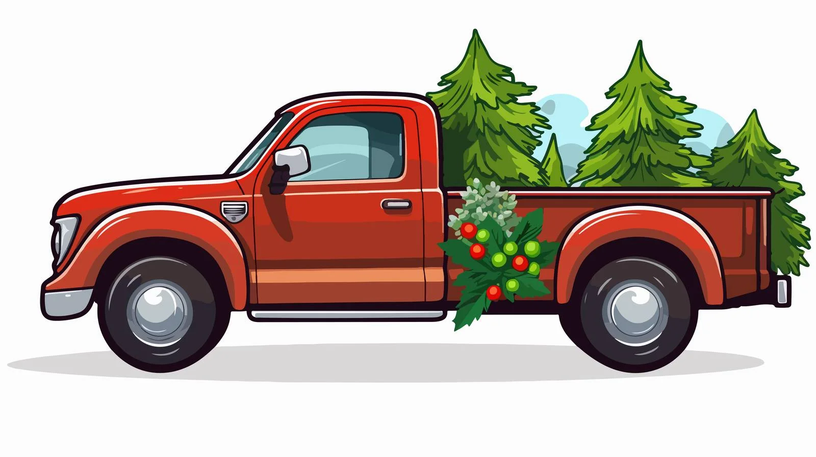 Festive Pickup Truck with Christmas Trees — free download from Dotvec