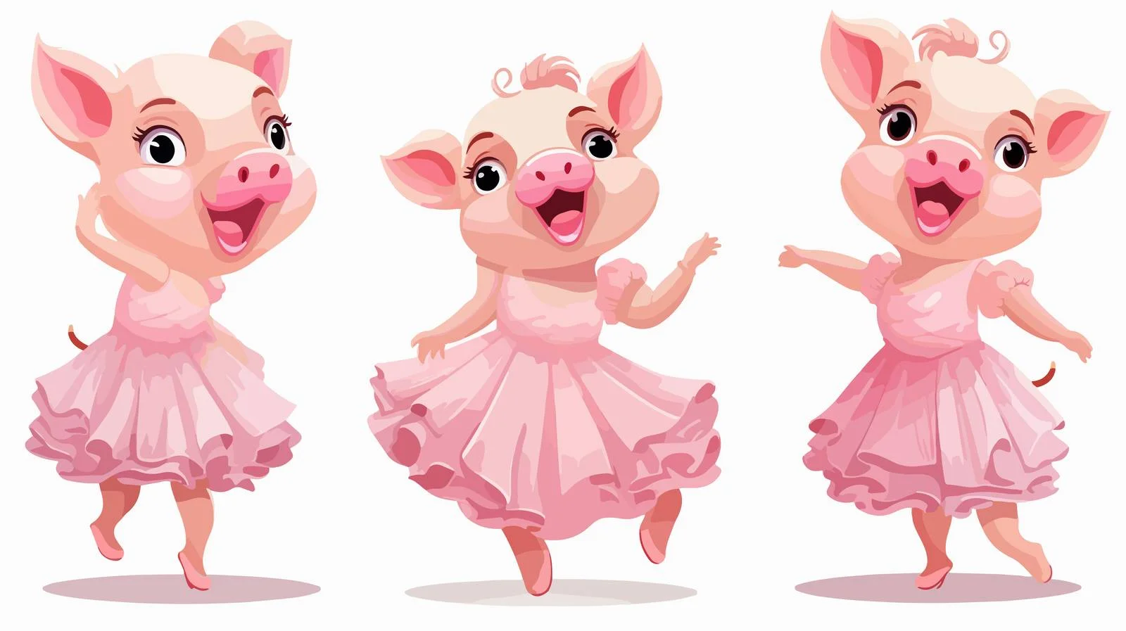Cheerful Cartoon Pig Dance Illustration — free download from Dotvec