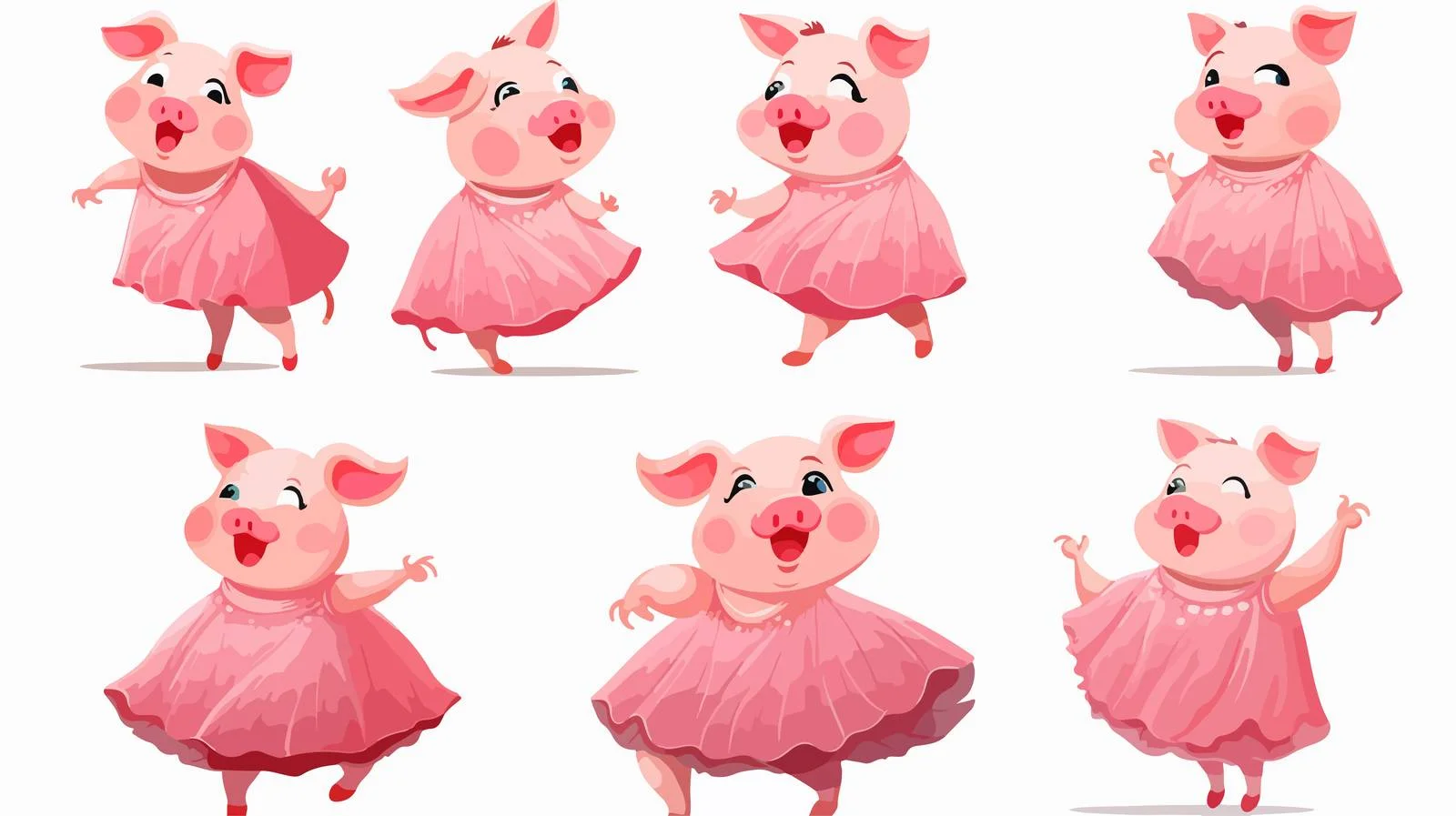 Joyful Cartoon Pig Dancing Illustration — free download from Dotvec
