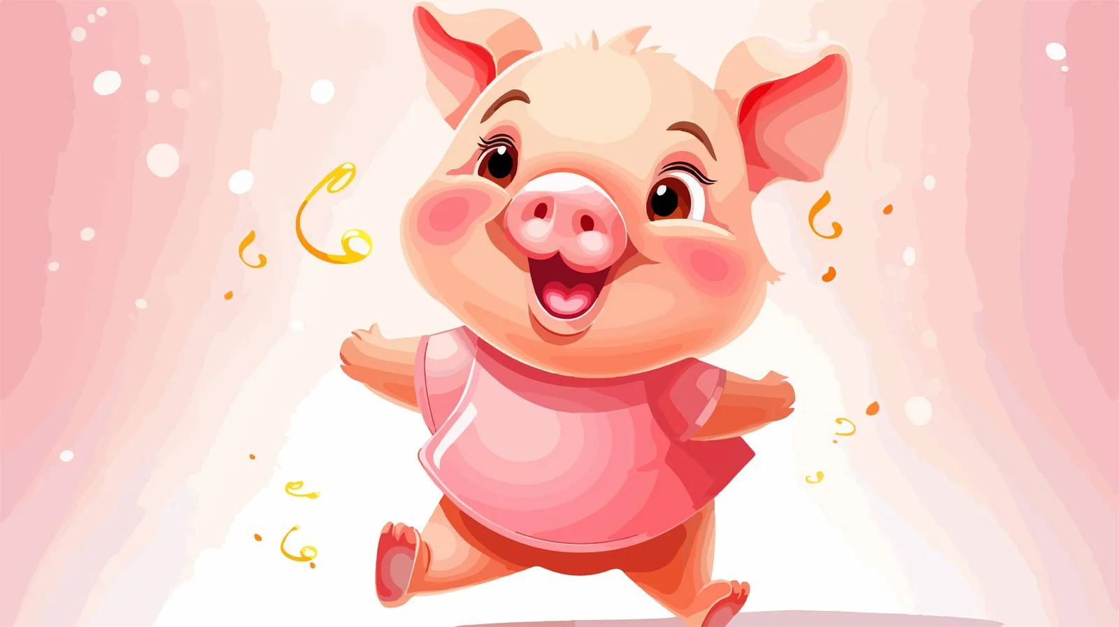 Joyful Cartoon Pig Dancing Vector Illustration — free download from Dotvec
