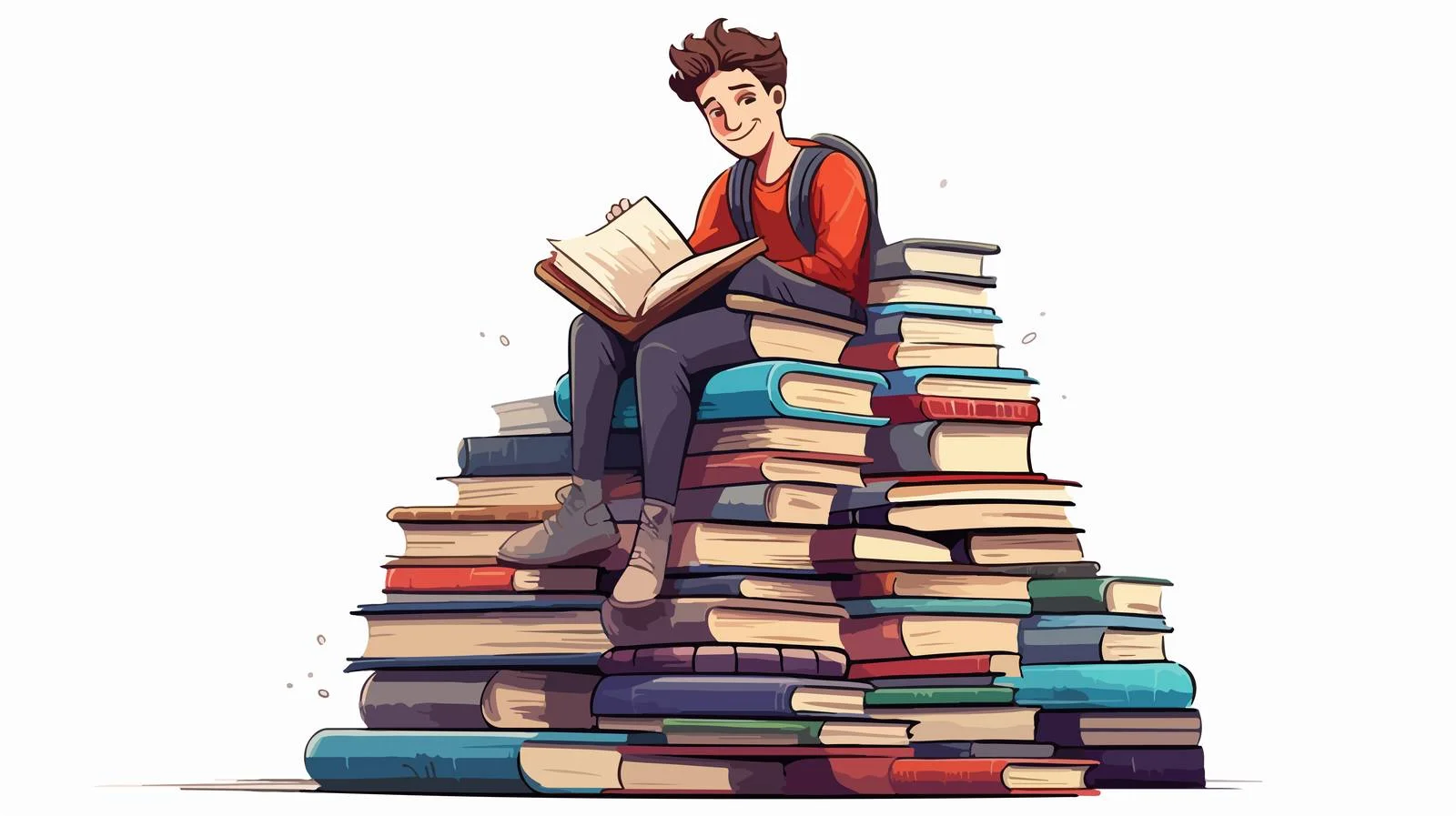 Colorful Cartoon Book Pile Illustration — free download from Dotvec