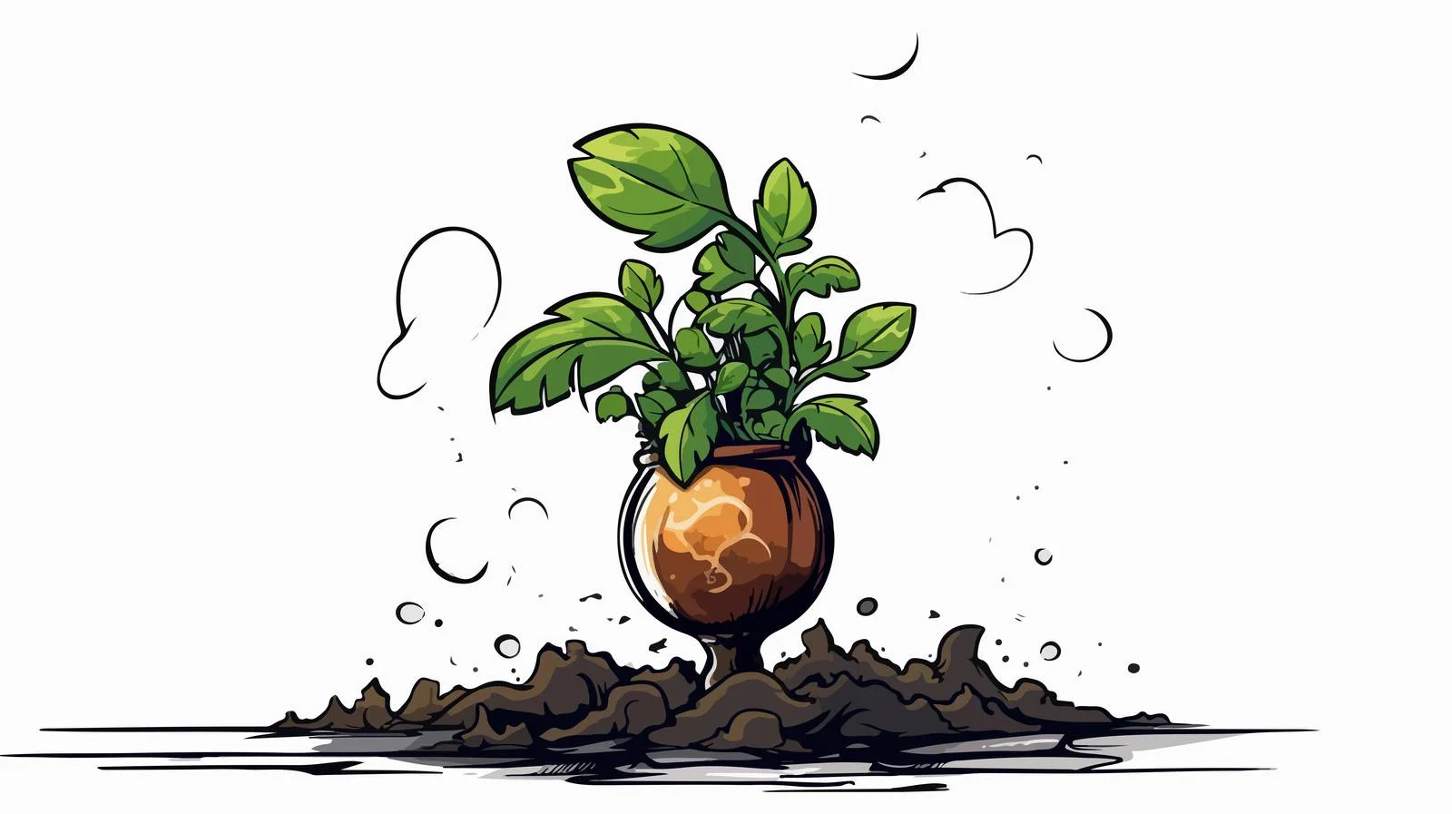 Whimsical Plant Illustration with Grunge Thought Bubble — free download from Dotvec