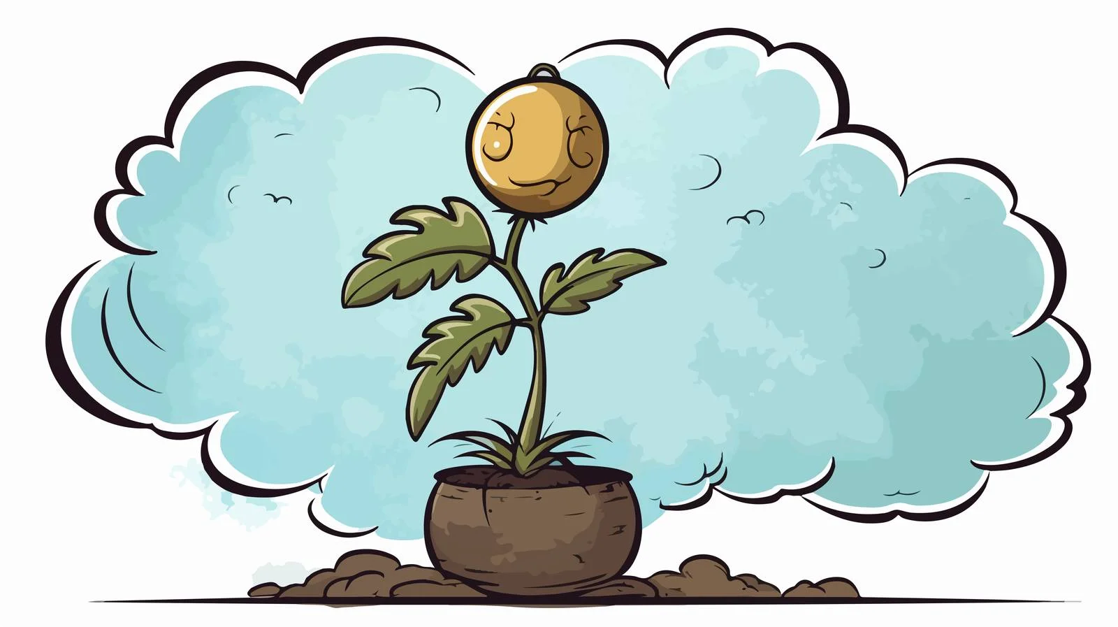 Whimsical Plant with Thought Bubble Illustration — free download from Dotvec