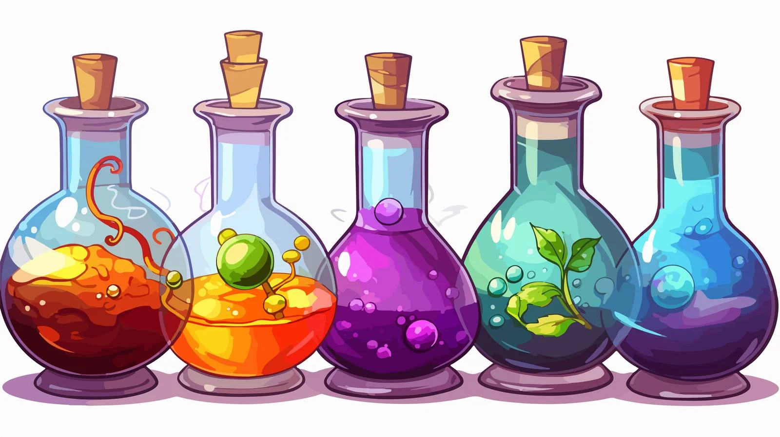 Colorful Cartoon Potion Vector Illustration – free elixir image from Dotvec