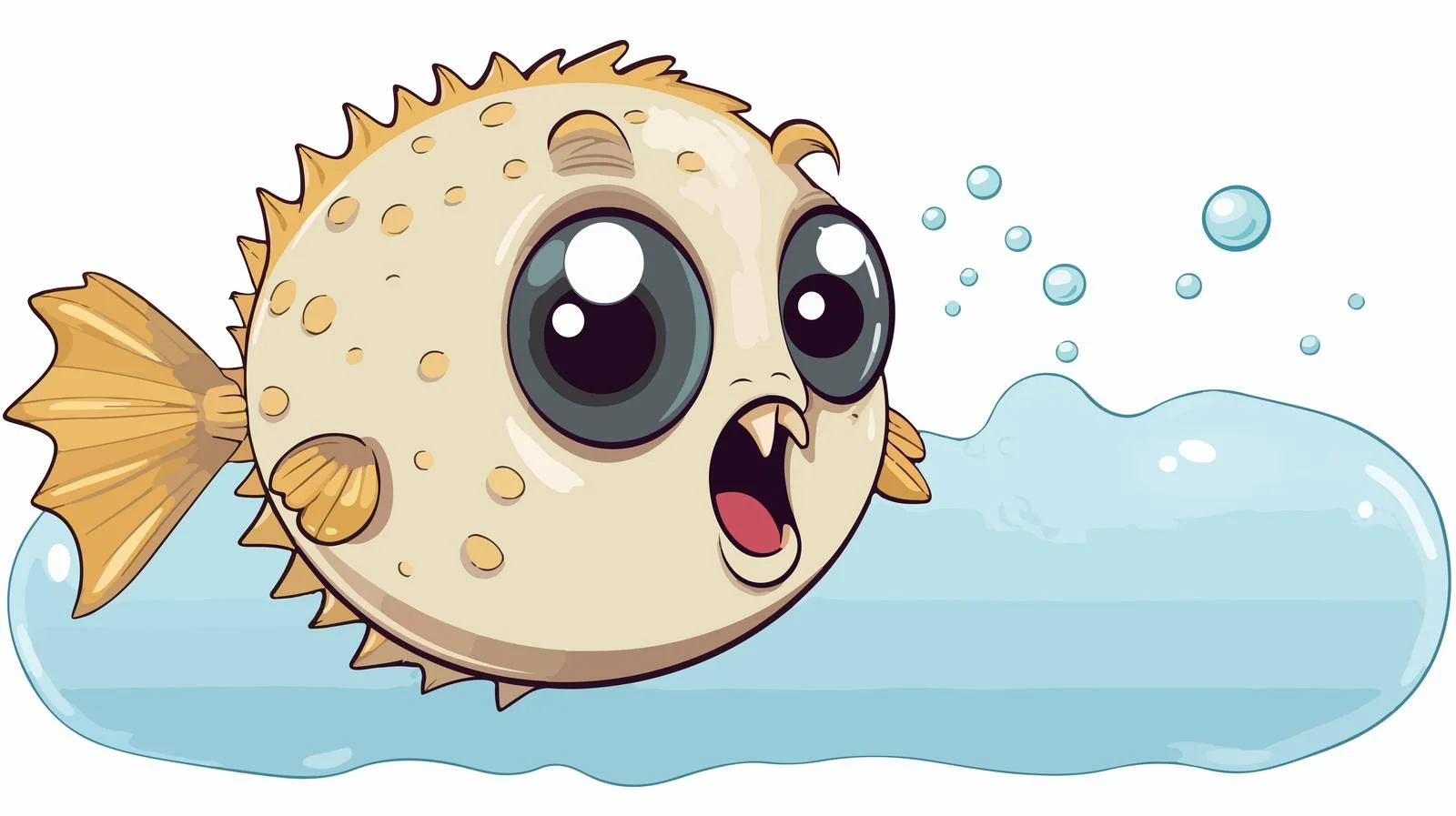 Cartoon Puffer Fish with Speech Bubble — free download from Dotvec