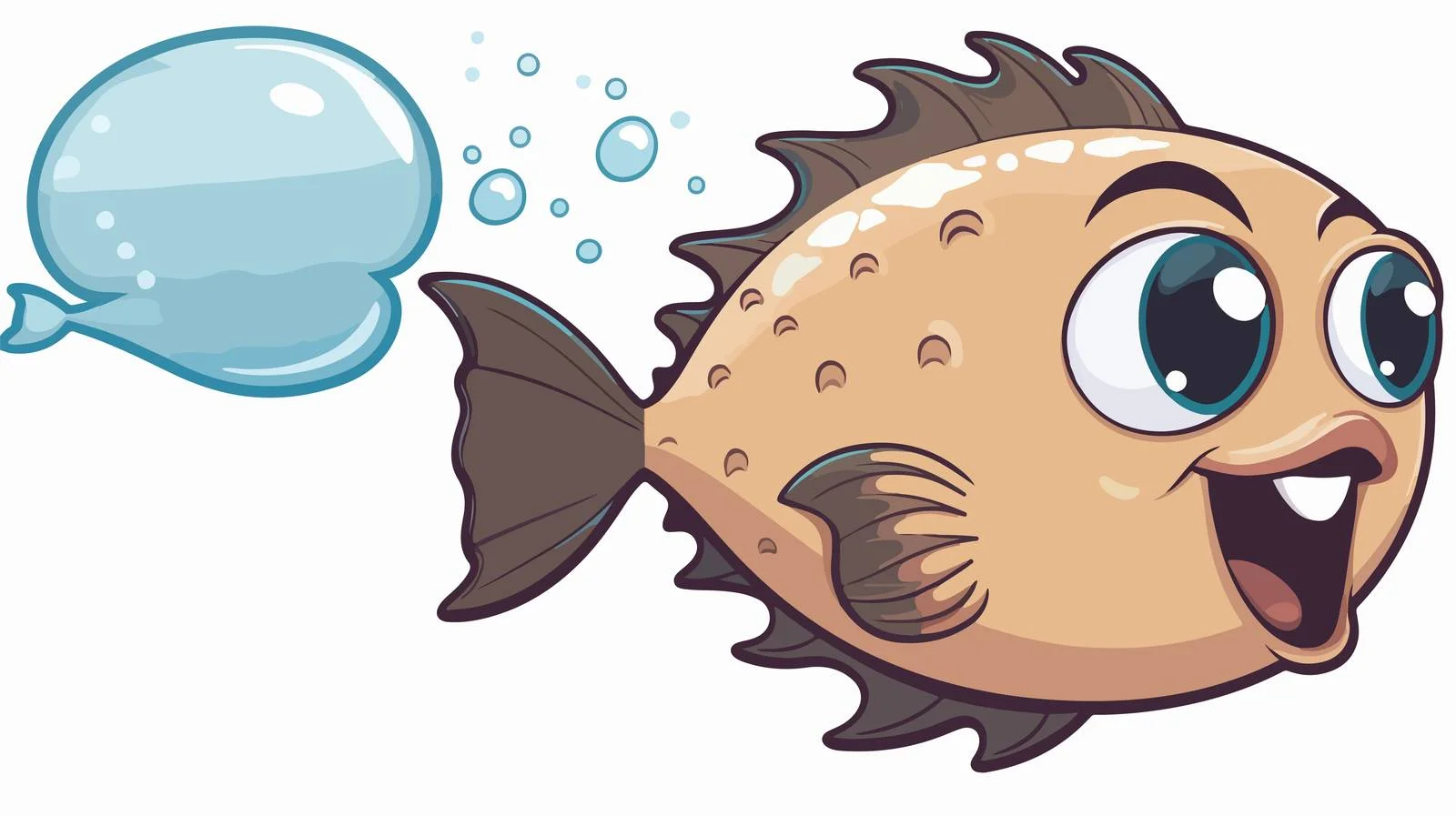 Cartoon Puffer Fish with Speech Bubble — free download from Dotvec