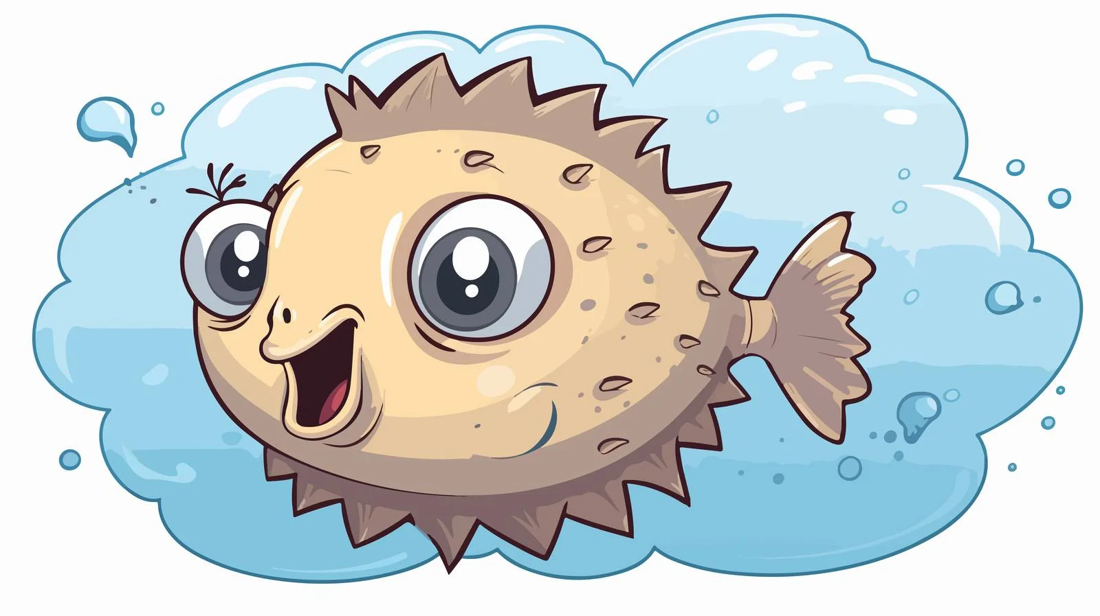 Playful Cartoon Puffer Fish with Speech Bubble — free download from Dotvec