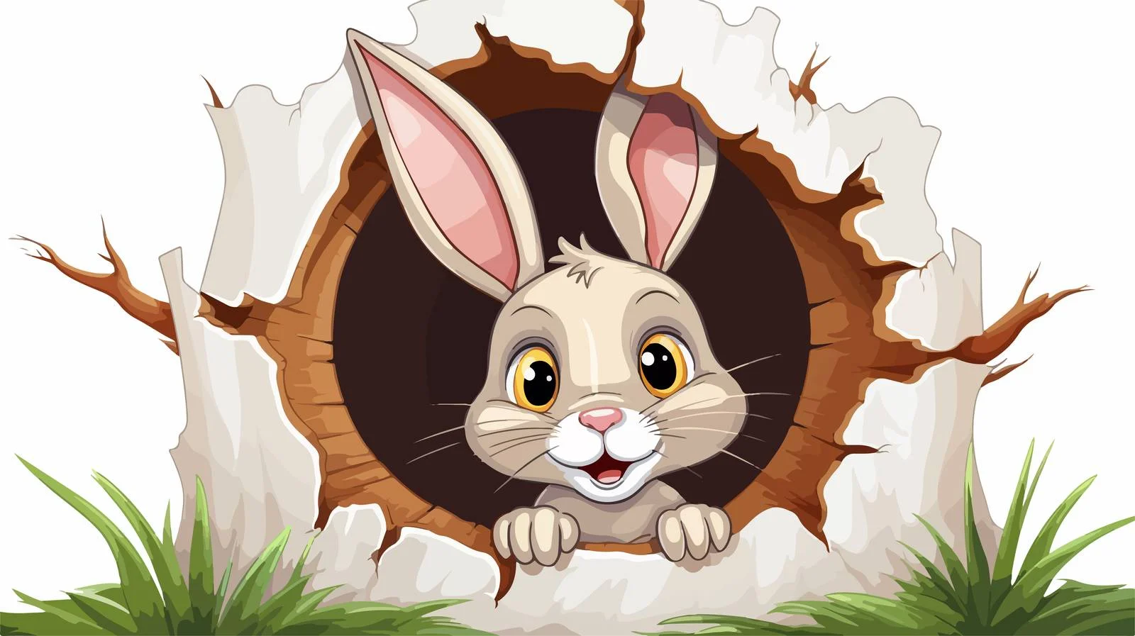 Cartoon Rabbit in Hole Vector Illustration — free download from Dotvec